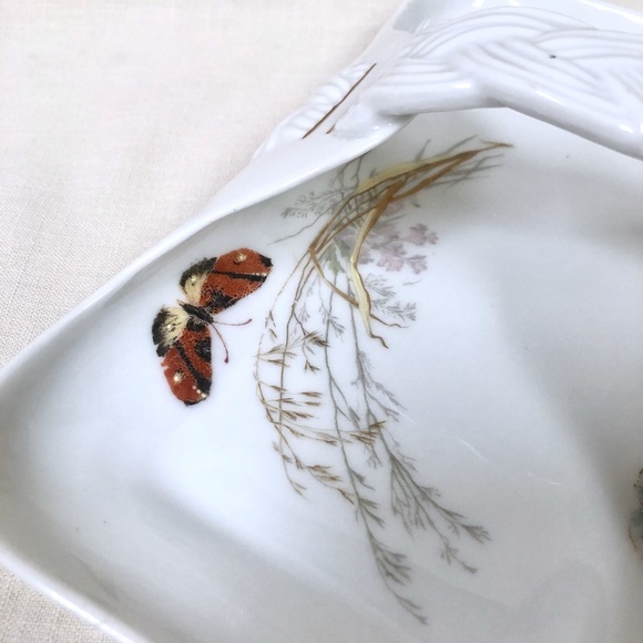 Antique Haviland Limoges Meadow Visitors Porcelain Basket Butterflies c 1880 - Picture 1 of 6